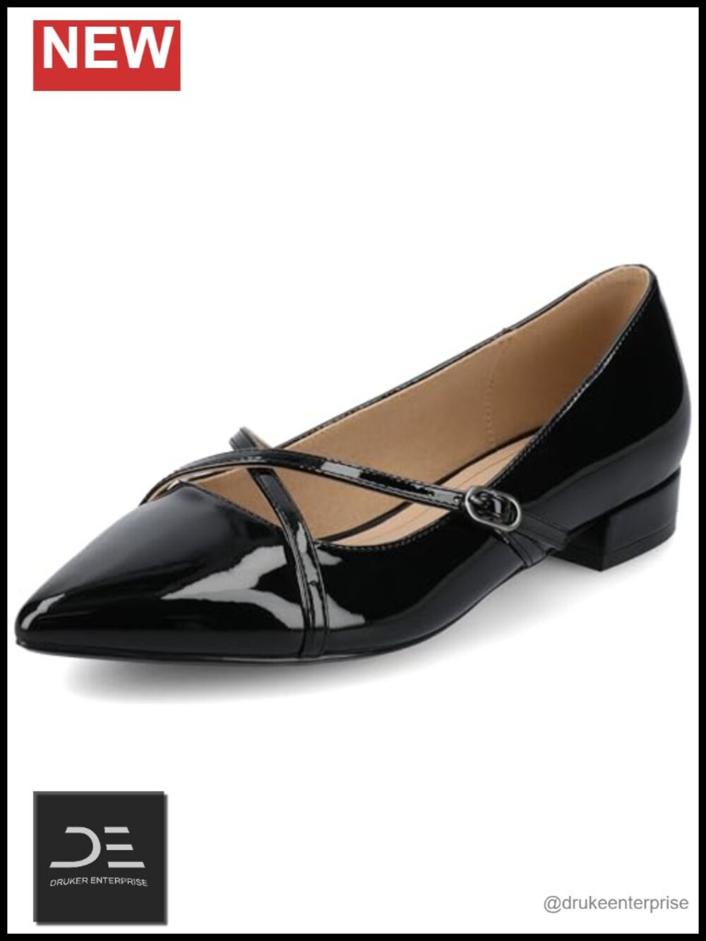 Womens Camby Flat Crisscross Strap Pointed Toe Slip On Cushioned Block Heel